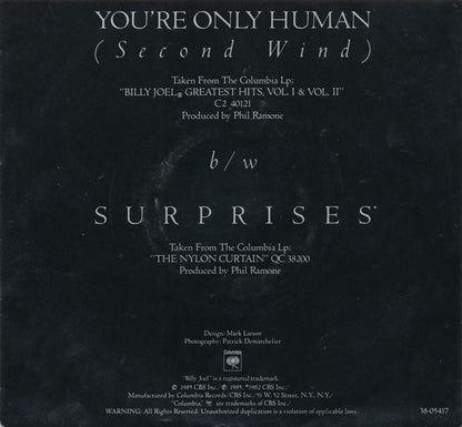 BILLY JOEL - YOU RE ONLY HUMAN | 7" SINGLE VINILO USADO