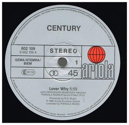 CENTURY - LOVER WHY | 12" MAXI SINGLE USADO