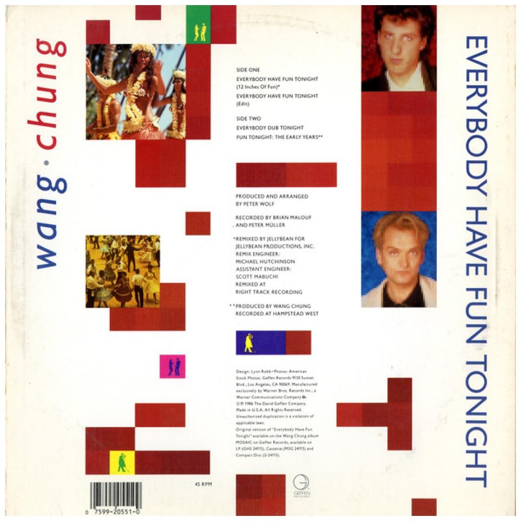 WANG CHUNG - EVERYBODY HAVE FUN TONIGHT | 12'' MAXI SINGLE USADO