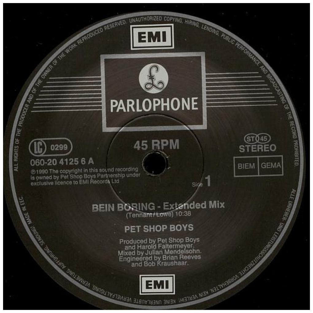 PET SHOP BOYS - BIENG BORING | 12'' MAXI SINGLE USADO
