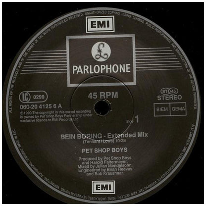 PET SHOP BOYS - BIENG BORING | 12'' MAXI SINGLE USADO