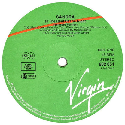 SANDRA - IN THE HEAT OF THE NIGHT | 12'' MAXI SINGLE USADO