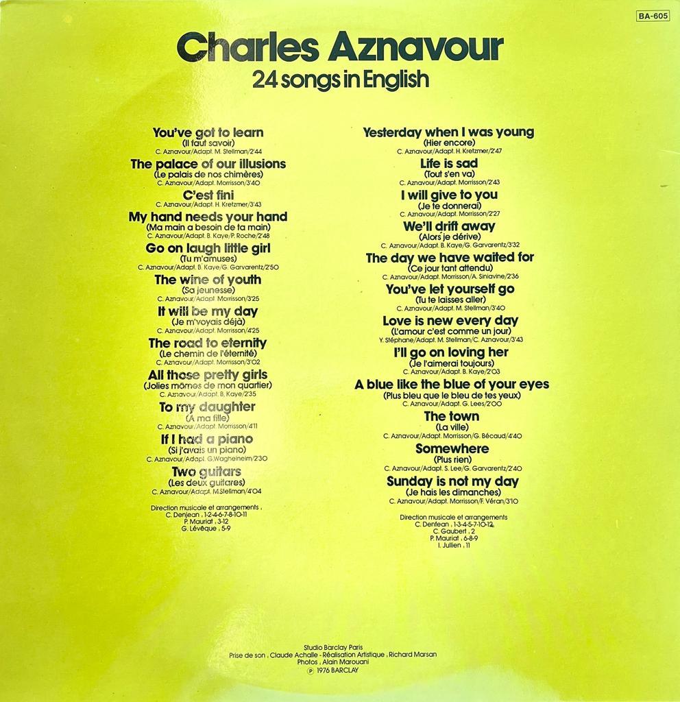 CHARLES AZNAVOUR - 24 SONGS IN ENGLISH (2LP) | VINILO USADO