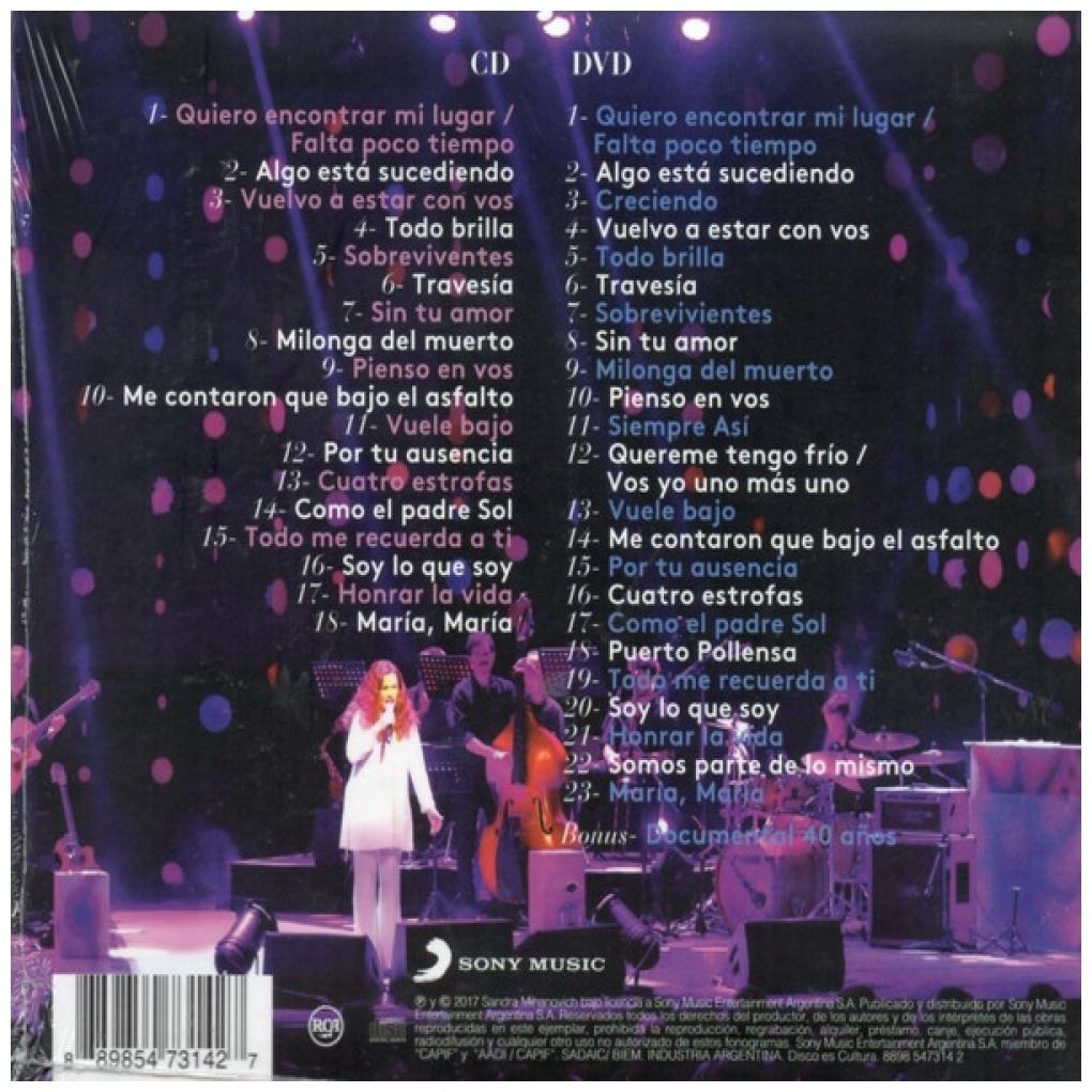 SANDRA MIHANOVICH - 40 AÑOS DE MUSICA (CD+DVD) | CD