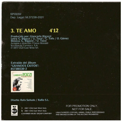 UMBERTO TOZZI - TE AMO (CD SINGLE) (PROMO COPY) | CD