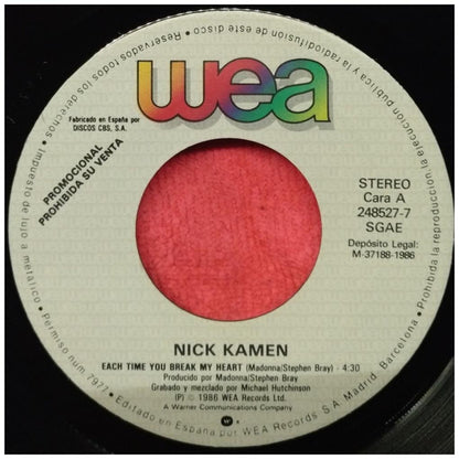 NICK KAMEN - EACH TIME YOU BREAK MY HEART | 7" SINGLE USADO