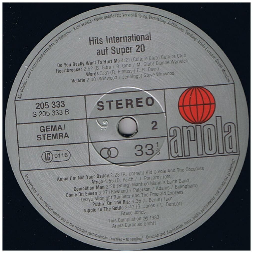 HITS INTERNATIONAL - AUF SUPER 20 | VINILO USADO