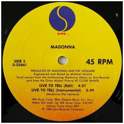 MADONNA - LIVE TO TELL | 12'' MAXI SINGLE USADO
