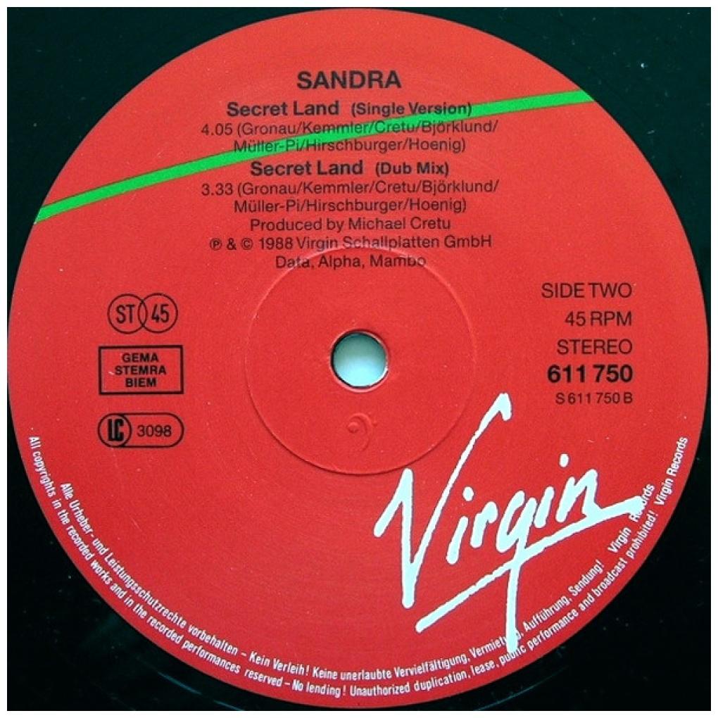 SANDRA - SECRET LAND | 12" MAXI SINGLE VINILO USADO