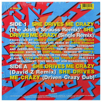 FINE YOUNG CANNIBALS - SHE DRIVES ME CRAZY | 12" MAXI SINGLE USADO