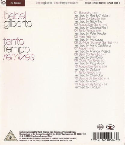 BEBEL GILBERTO - TANTO TEMPO REMIXES | CD USADO