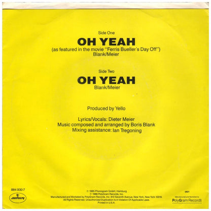 YELLO - OH YEAH | 7" SINGLE USADO