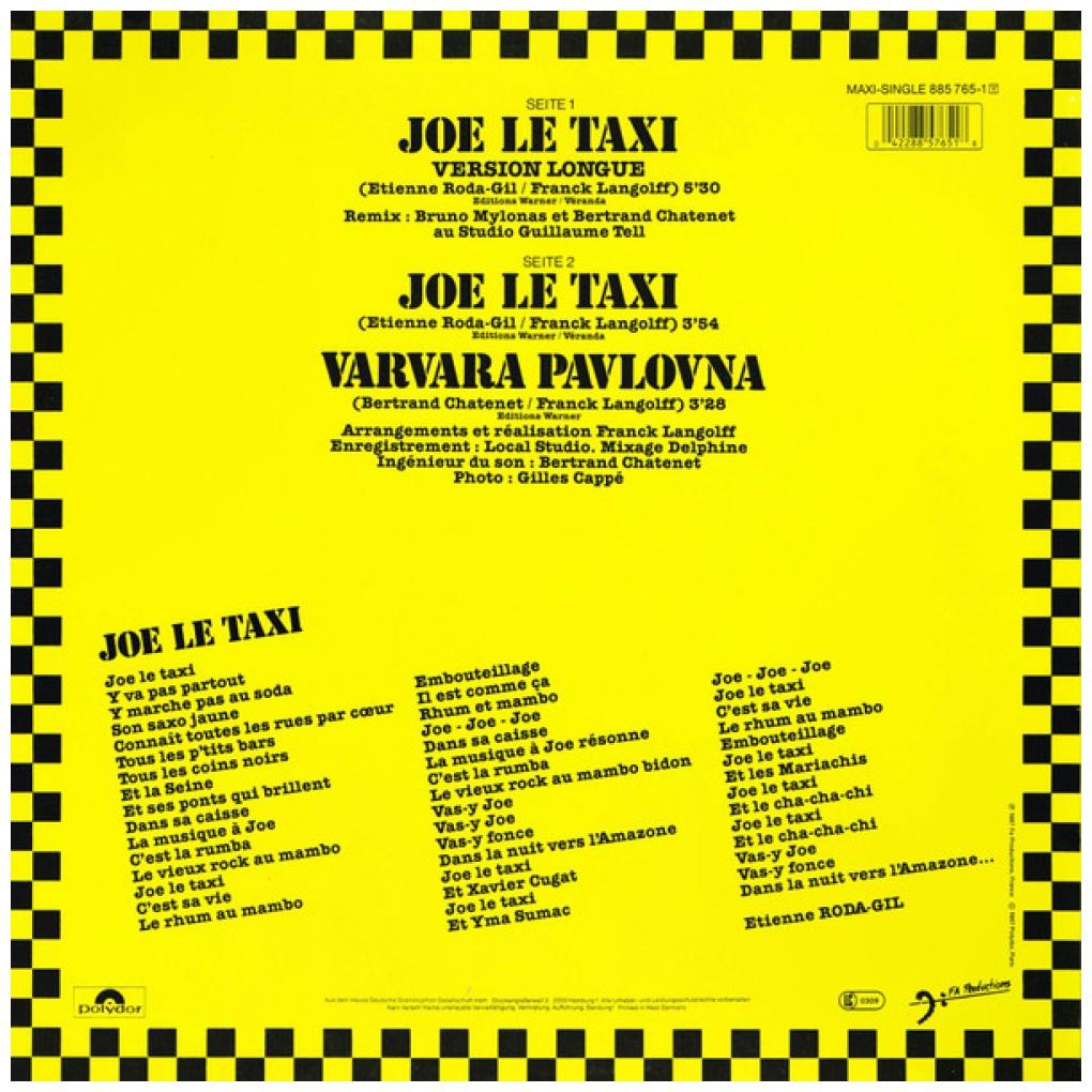 VANESSA PARADIS - JOE LE TAXI | 12'' MAXI SINGLE USADO