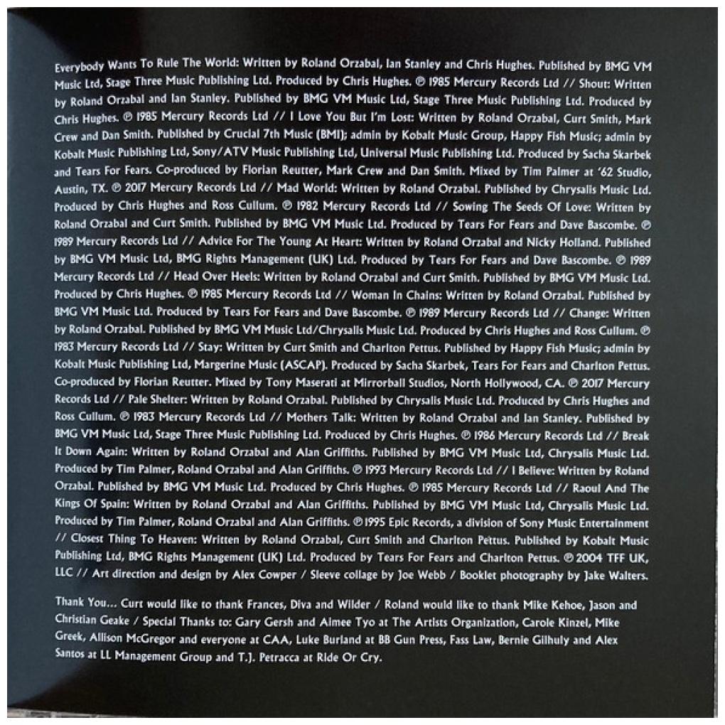 TEARS FOR FEARS  - RULE THE WORLD: THE GREATEST HITS | CD