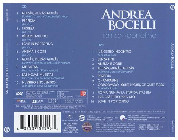 ANDREA BOCELLI  - LOVE IN PORTOFINO (CD+DVD) | CD