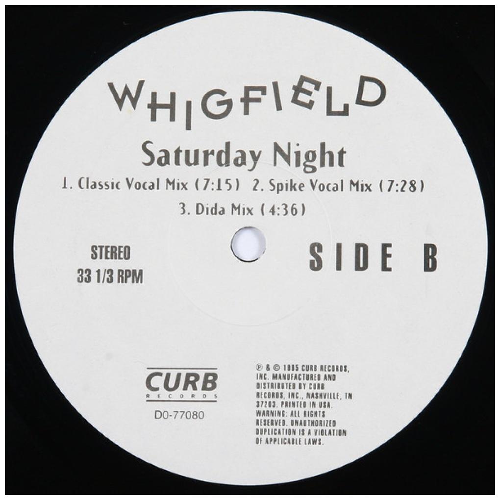WHIGFIELD - SATURDAY NIGHT | 12'' MAXI SINGLE USADO