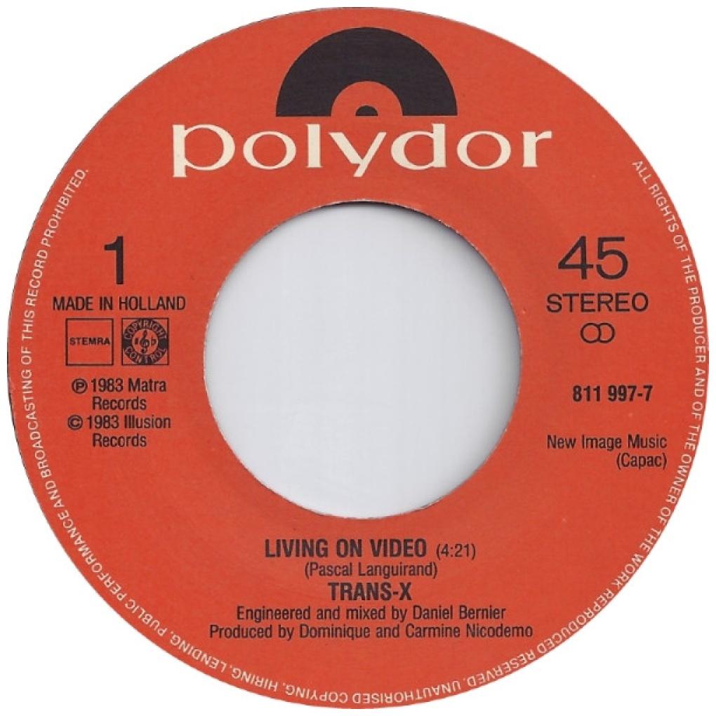 TRANS-X - LIVING ON VIDEO | 7" SINGLE USADO