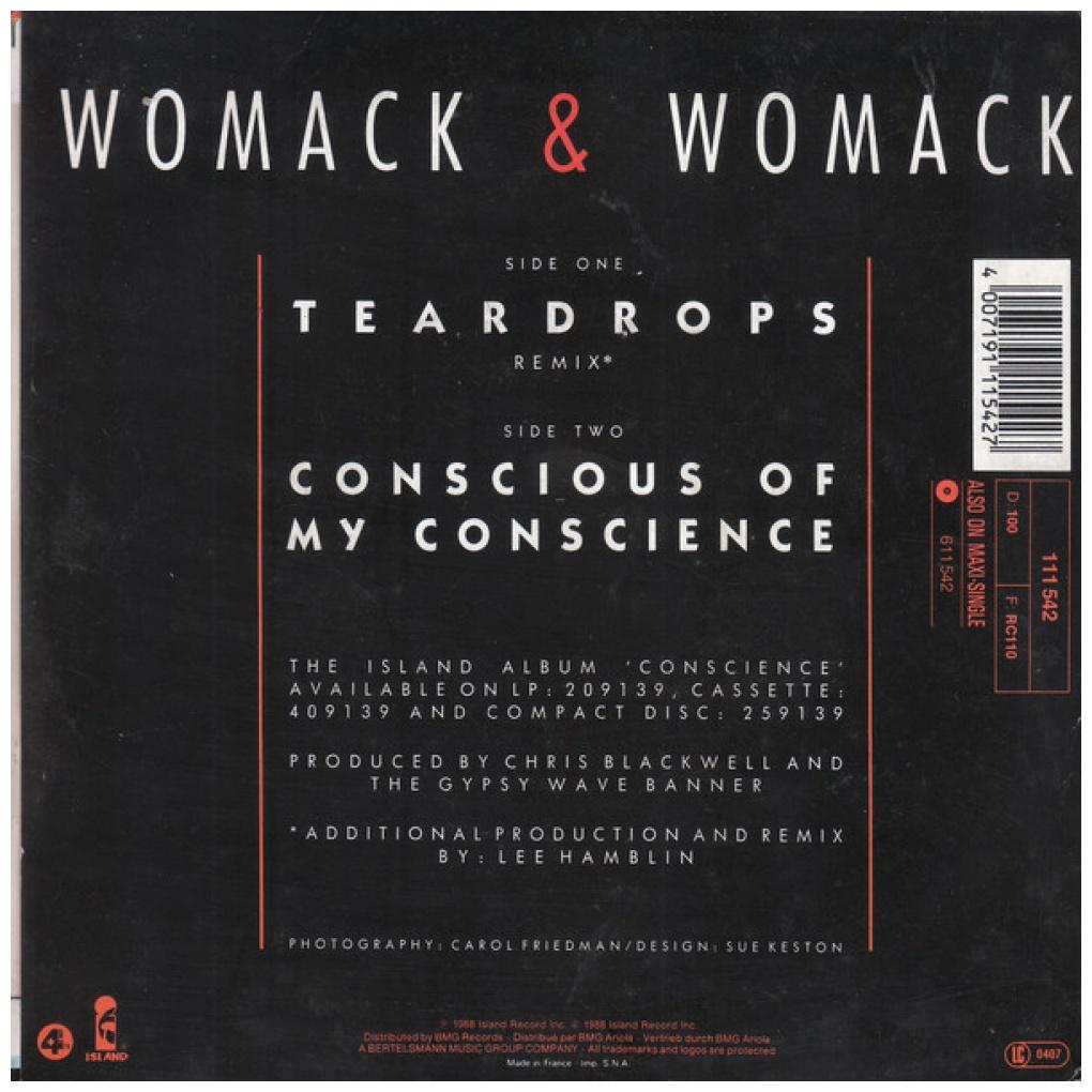 WOMACK & WOMACK - TEARDROPS | 7" SINGLE USADO