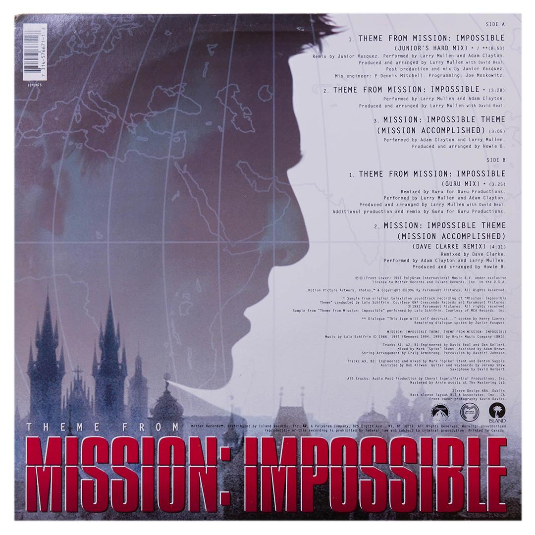 ADAM CLAYTON & LARRY MULLEN - MISSION IMPOSSIBLE | 12" MAXI SINGLE USADO