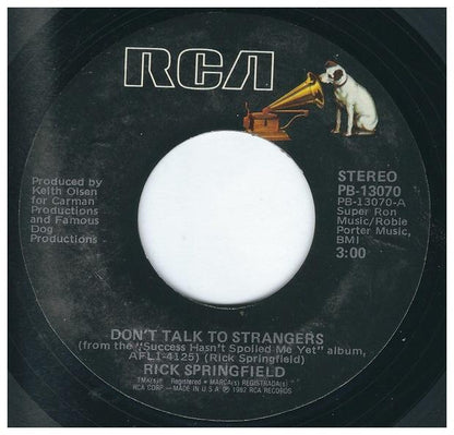 RICK SPRINGFIELD - DON T TALK TO STRANGERS | 7" SINGLE USADO