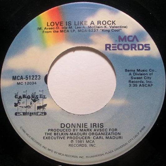 DONNIE IRIS - LOVE IS LIKE A ROCK | 7" SINGLE VINILO USADO