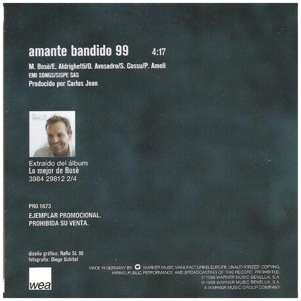 MIGUEL BOSE - AMANTE BANDIDO 99 (CD SINGLE) (PROMO COPY) | CD