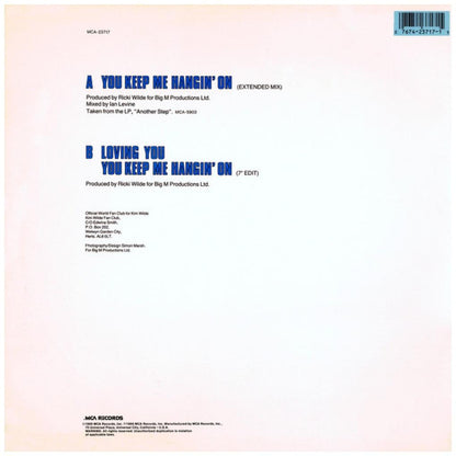 KIM WILDE - YOU KEEP ME HANGIN' ON (VDE-NUEVO/SELLADO) | 12'' MAXI SINGLE USADO