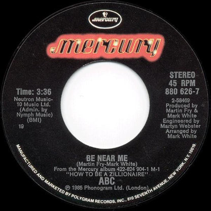ABC - BE NEAR ME | 7" SINGLE VINILO USADO