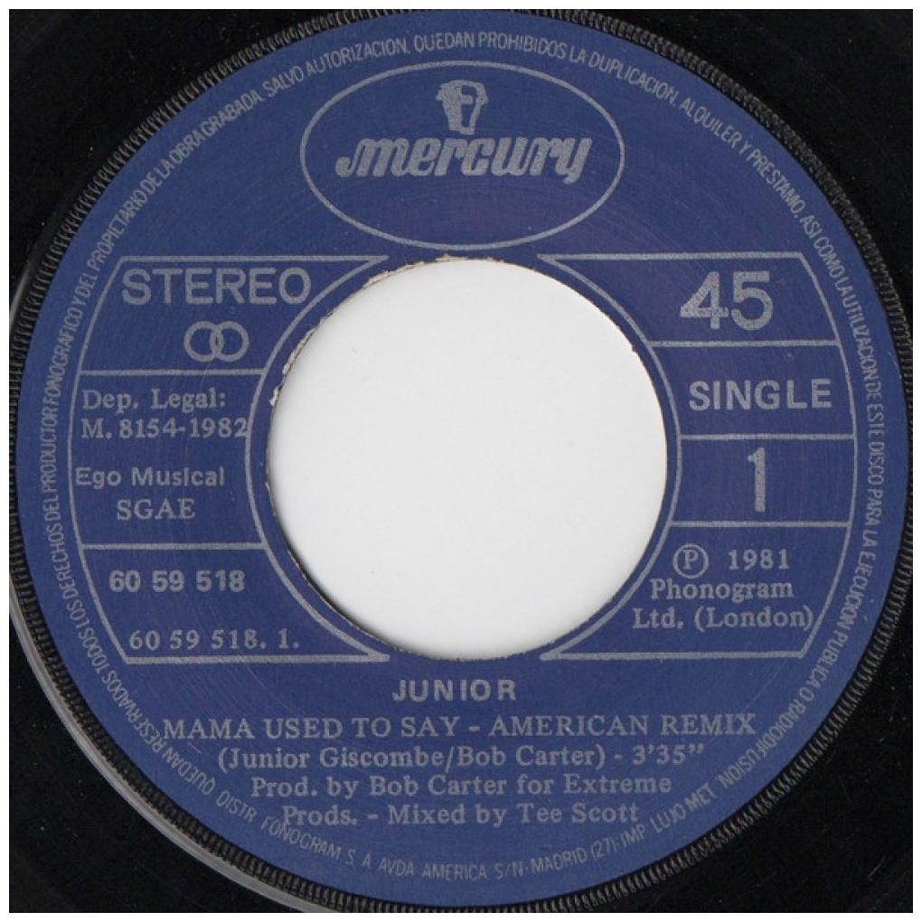 JUNIOR - MAMMA USED TO SAY | 7" SINGLE USADO