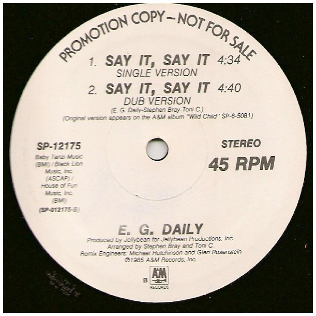 E.G. DAILY - SAY IT, SAY IT | 12" MAXI SINGLE VINILO USADO