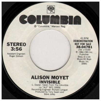 ALISON MOYET - INVISIBLE | 7" SINGLE VINILO USADO