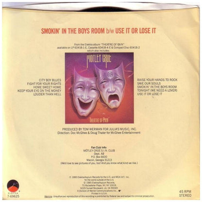 MOTLEY CRUE - SMOKIN' IN THE BOYS ROOM | 7" SINGLE USADO