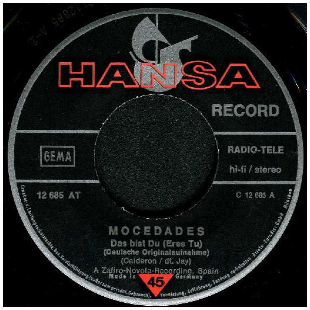 MOCEDADES - DAS BIST DU (ERES TU) | 7" SINGLE USADO