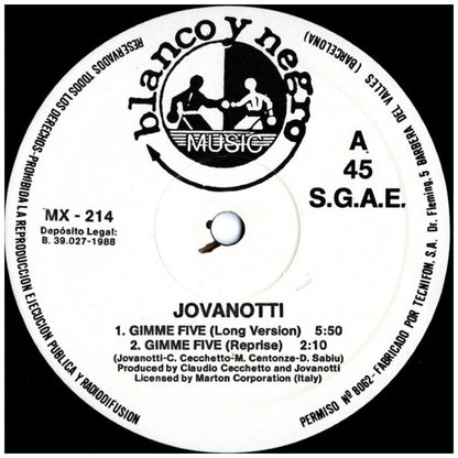JOVANOTTI - GIMME FIVE | 12'' MAXI SINGLE USADO