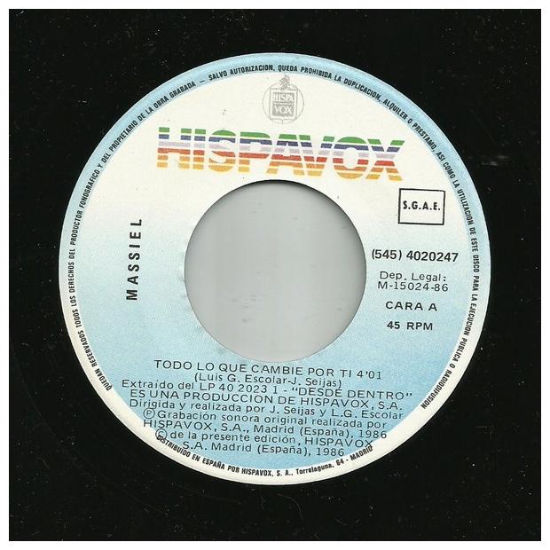 MASSIEL - TODO LO QUE CAMBIE POR TI | 7" SINGLE VINILO USADO
