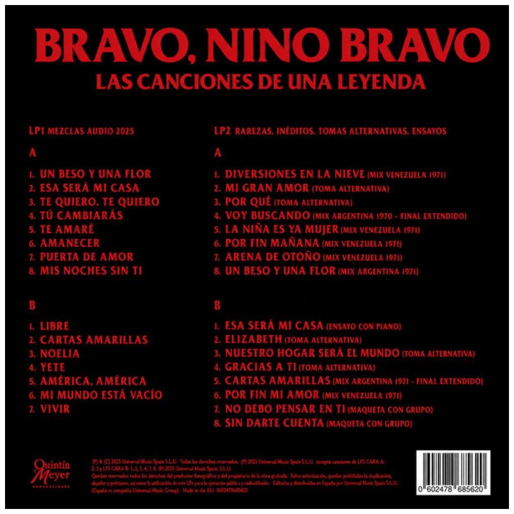 NINO BRAVO - LAS CANCIONES DE UNA LEYENDA (80 ANIVERSARIO) (2LP) (RED & ORANGE VINYL) | VINILO