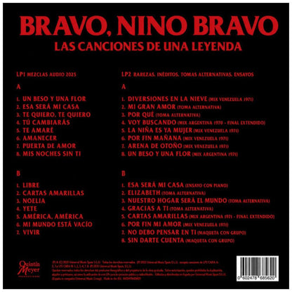 NINO BRAVO - LAS CANCIONES DE UNA LEYENDA (80 ANIVERSARIO) (2LP) (RED & ORANGE VINYL) | VINILO