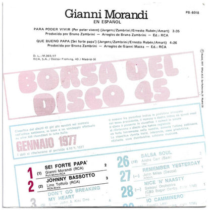 GIANNI MORANDI - PARA PODER VIVIR/QUÉ BUENO PAPÁ | 7" SINGLE USADO