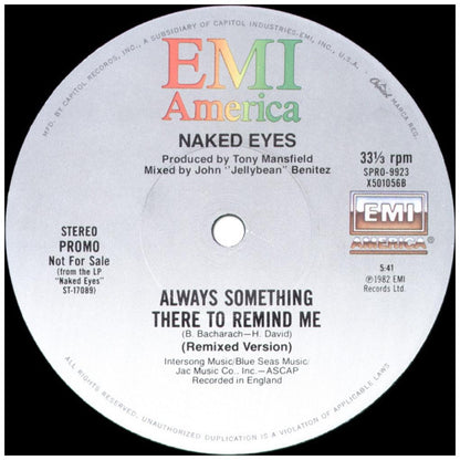 NAKED EYES - ALWAYS SOMETHING THERE TO REMIND ME (REMIXED VERSION) (PROMO COPY) | 12'' MAXI SINGLE USADO