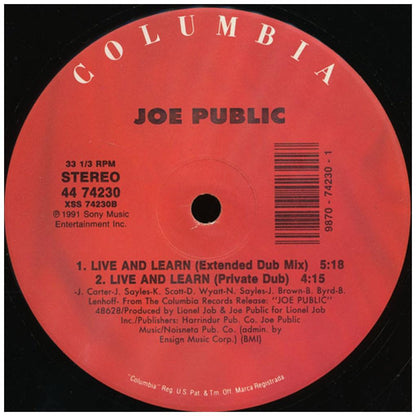 JOE PUBLIC - LIVE & LEARN | 12" MAXI SINGLE VINILO USADO