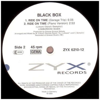 BLACK BOX - RIDE ON TIME | 12'' MAXI SINGLE USADO