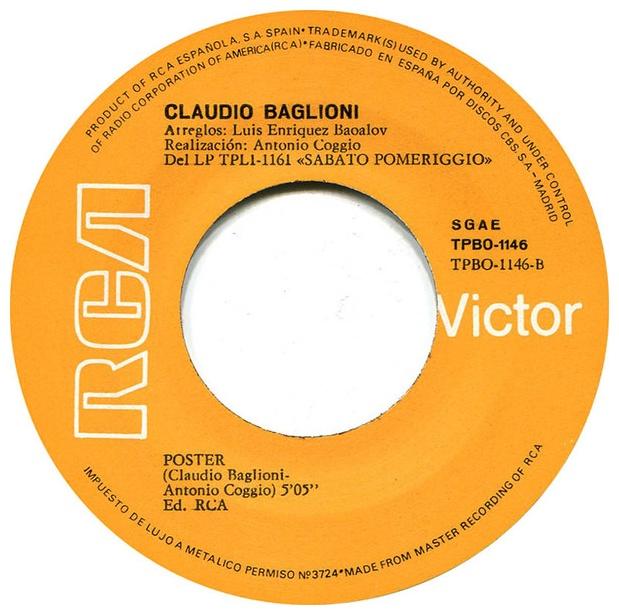 CLAUDIO BAGLIONI - SABATO POMERIGGIO | 7" SINGLE VINILO USADO
