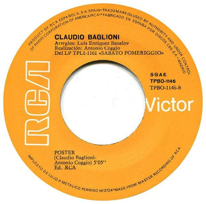 CLAUDIO BAGLIONI - SABATO POMERIGGIO | 7" SINGLE VINILO USADO
