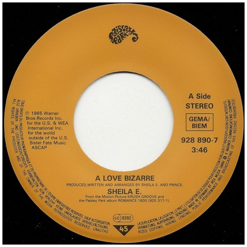 SHEILA E. - A LOVE BIZARRE | 7" SINGLE USADO