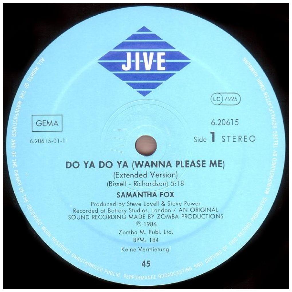 SAMANTHA FOX - DO YA DO YA (WANNA PLEASE ME) | 12'' MAXI SINGLE USADO