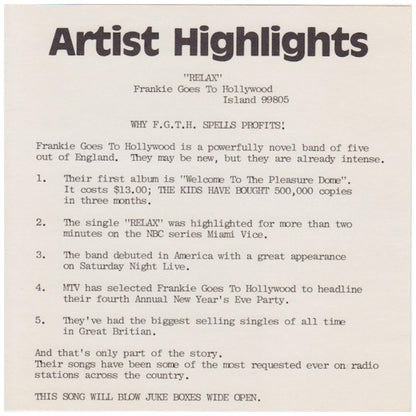 FRANKIE GOES TP HOLLYWOOD - RELAX | 7" SINGLE USADO