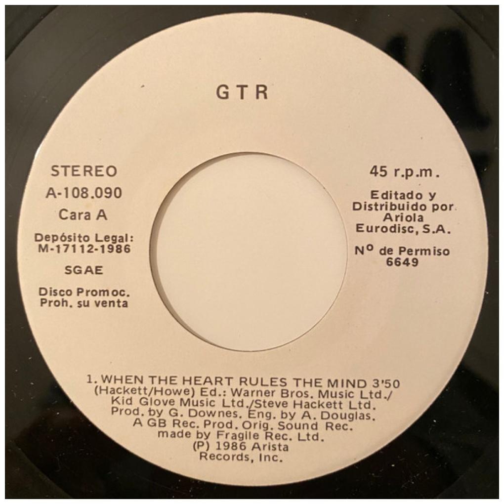 GTR - WHEN THE HEART RULES THE MIND (PROMO COPY) | 7" SINGLE USADO