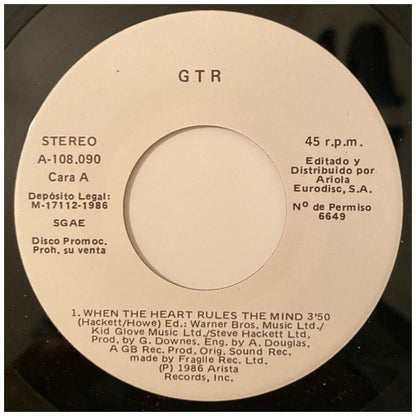 GTR - WHEN THE HEART RULES THE MIND (PROMO COPY) | 7" SINGLE USADO