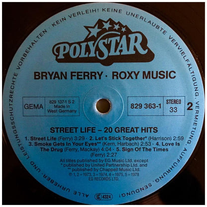BRYAN FERRY AND ROXY MUSIC - STREET LIFE: 20 GREAT HITS (2LP) | VINILO USADO