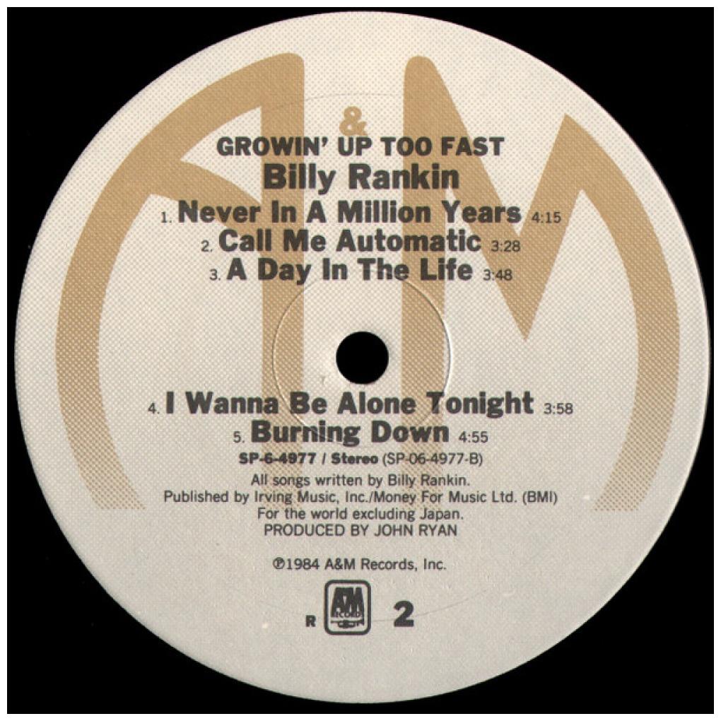 BILLY RANKING - GROWIN' UP TOO FAST | VINILO USADO
